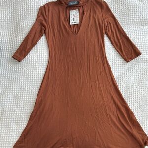 Elegant Burnt Orange Midi Dress